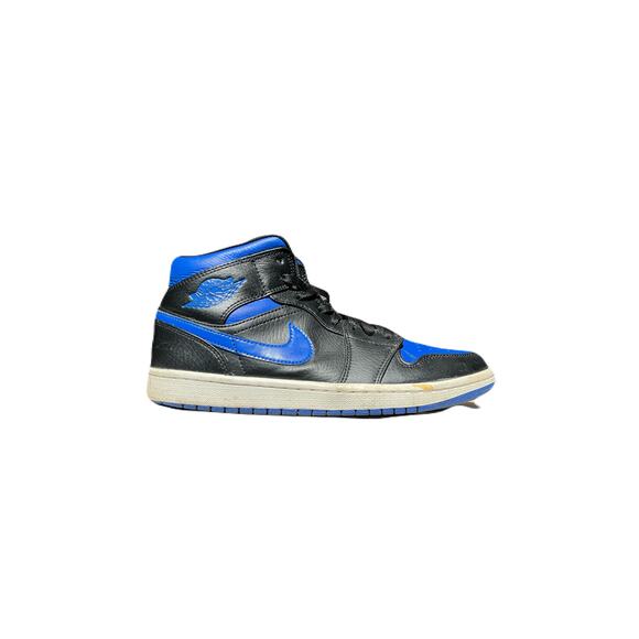 Nike Air Jordan 1 Mid 'Black Hyper Royal' with SKU 554724-068 - Picture 1 of 6